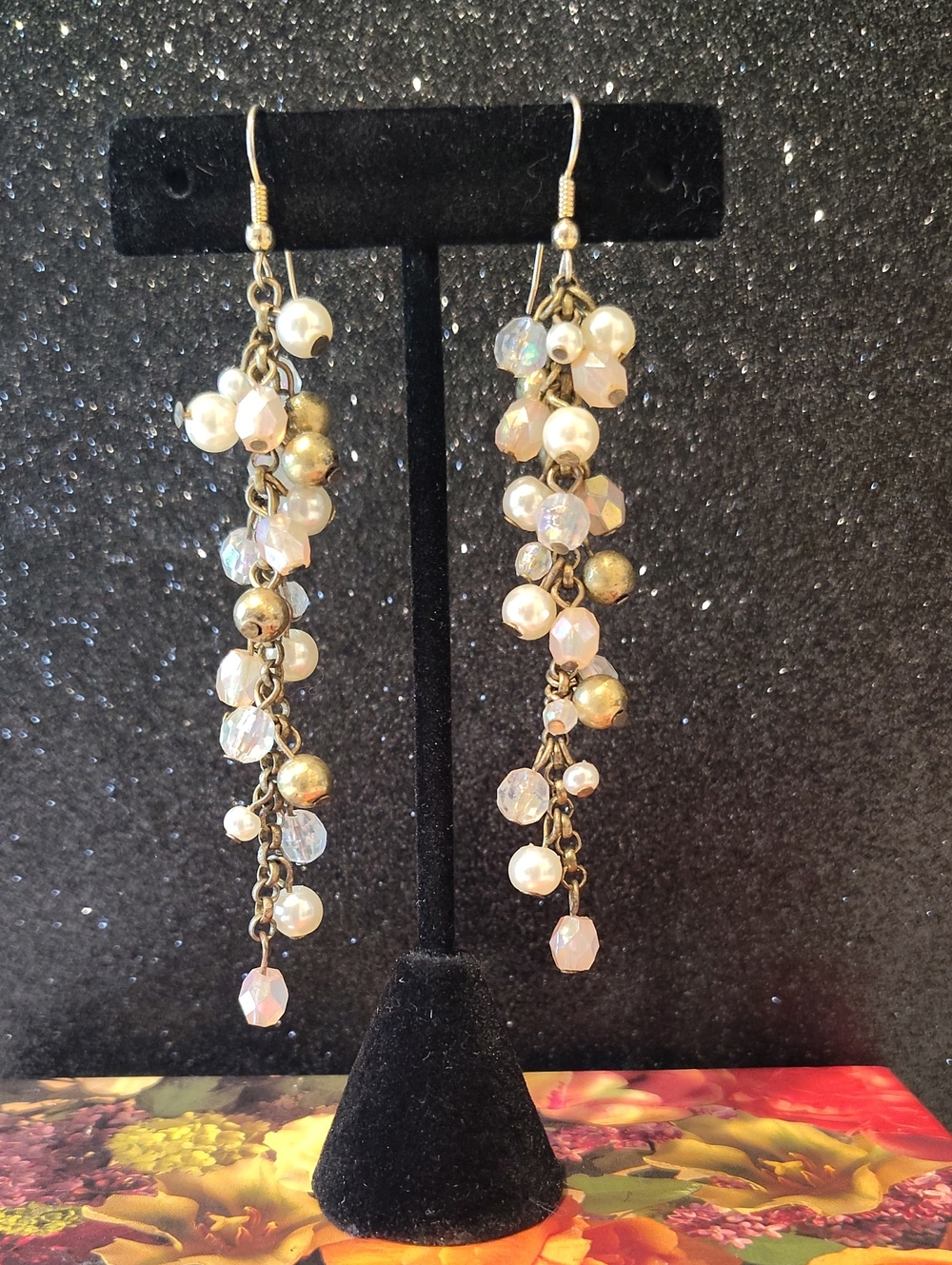 Vintage-Style Cascading Pearl Cluster Drop Earrings